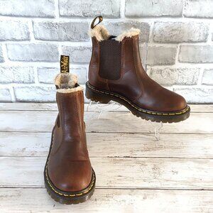Dr. Martens 2976 Womens Faux Fur Lined Chelsea Boots Butterscotch P1(C486T)